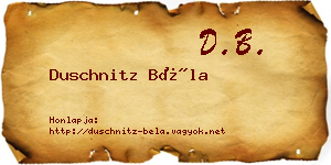 Duschnitz Béla névjegykártya